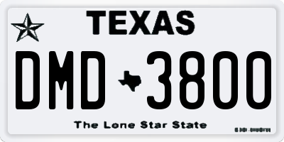 TX license plate DMD3800