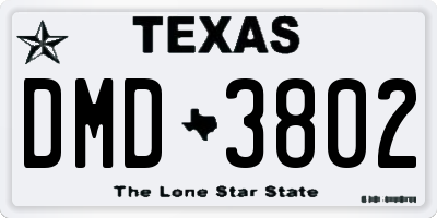 TX license plate DMD3802
