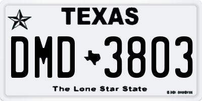 TX license plate DMD3803