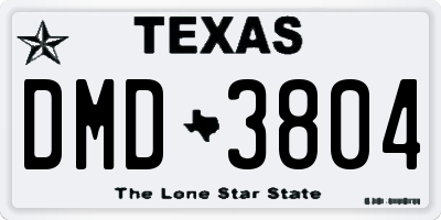 TX license plate DMD3804