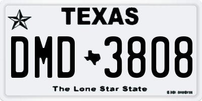 TX license plate DMD3808