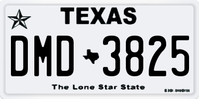 TX license plate DMD3825