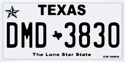 TX license plate DMD3830