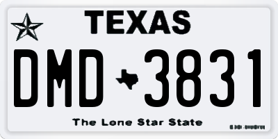 TX license plate DMD3831