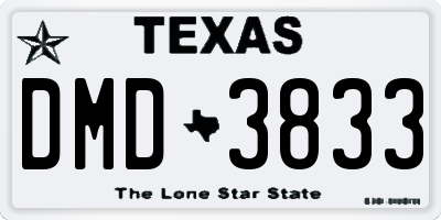 TX license plate DMD3833