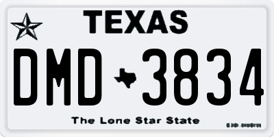 TX license plate DMD3834