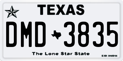 TX license plate DMD3835