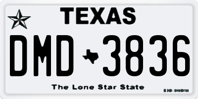 TX license plate DMD3836