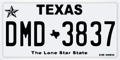 TX license plate DMD3837