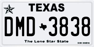 TX license plate DMD3838