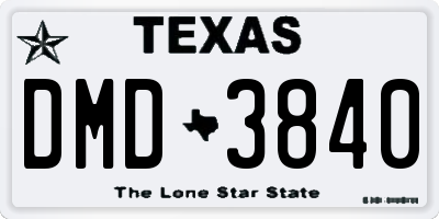 TX license plate DMD3840