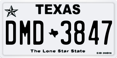 TX license plate DMD3847