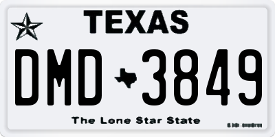 TX license plate DMD3849
