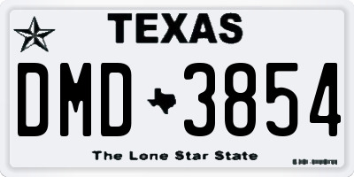 TX license plate DMD3854