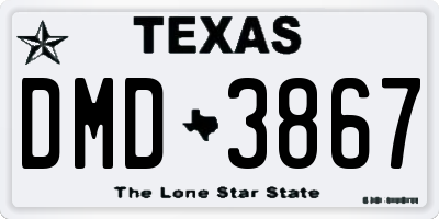 TX license plate DMD3867
