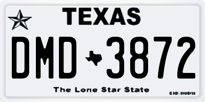 TX license plate DMD3872