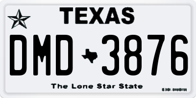 TX license plate DMD3876