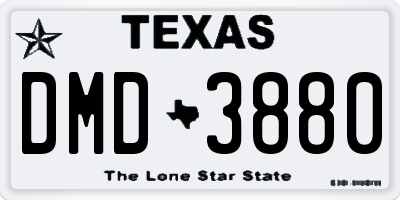 TX license plate DMD3880