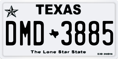 TX license plate DMD3885