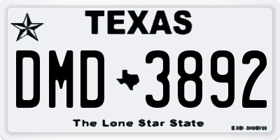 TX license plate DMD3892