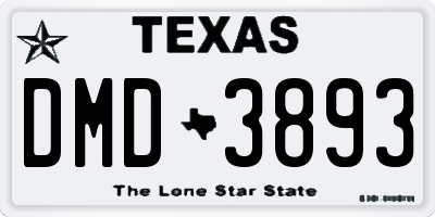 TX license plate DMD3893