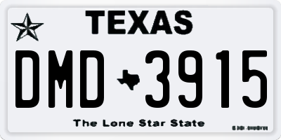 TX license plate DMD3915