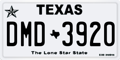 TX license plate DMD3920