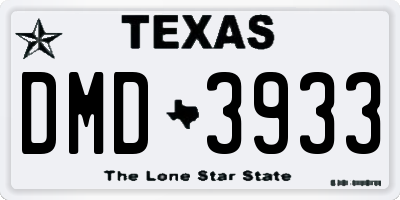 TX license plate DMD3933