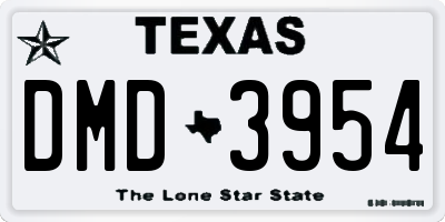 TX license plate DMD3954