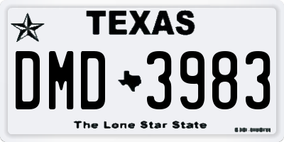 TX license plate DMD3983