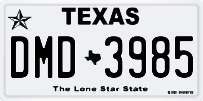 TX license plate DMD3985