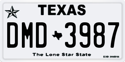 TX license plate DMD3987