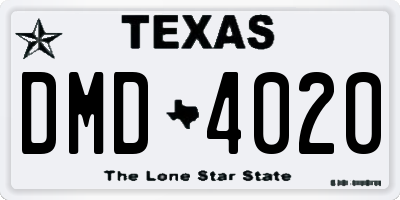 TX license plate DMD4020