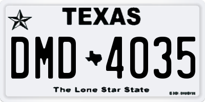 TX license plate DMD4035