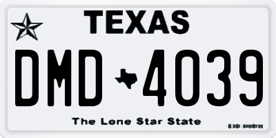 TX license plate DMD4039