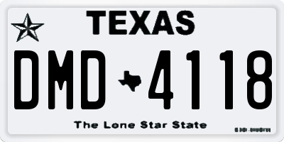 TX license plate DMD4118