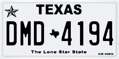 TX license plate DMD4194