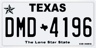 TX license plate DMD4196