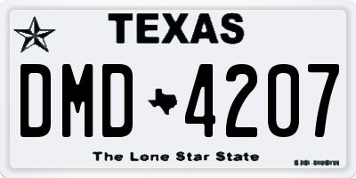 TX license plate DMD4207