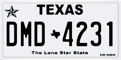 TX license plate DMD4231