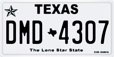 TX license plate DMD4307