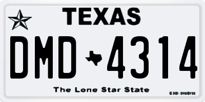 TX license plate DMD4314