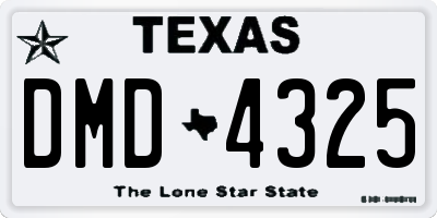 TX license plate DMD4325