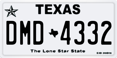 TX license plate DMD4332