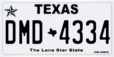 TX license plate DMD4334
