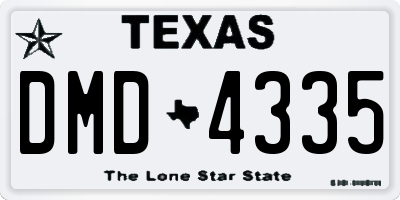 TX license plate DMD4335