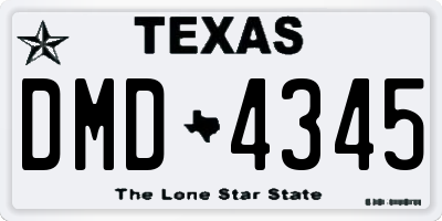 TX license plate DMD4345