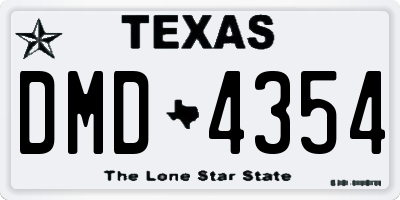 TX license plate DMD4354