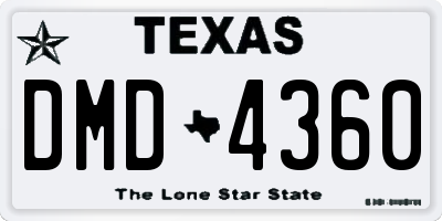TX license plate DMD4360