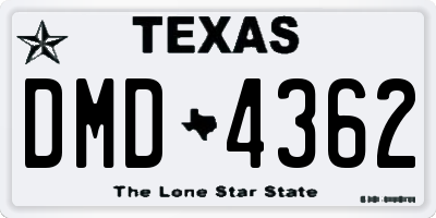 TX license plate DMD4362